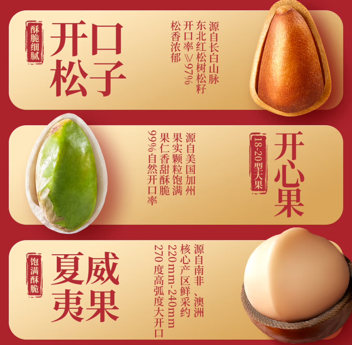 三只松鼠坚果礼盒2402g混发 零食大礼包礼盒