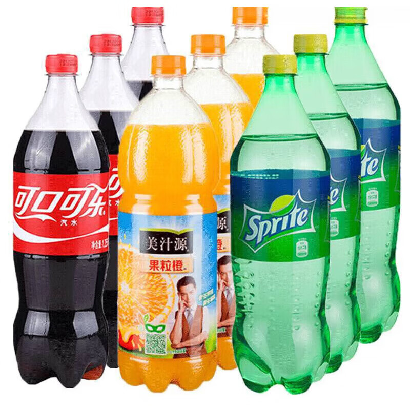 可口可乐（Coca-Cola）雪碧果粒橙美汁源大瓶1.25升瓶装碳酸饮料 6瓶1.25L雪碧