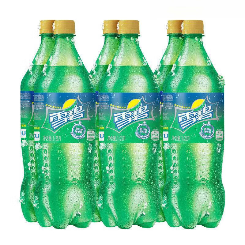可口可乐（Coca-Cola）雪碧果粒橙美汁源大瓶1.25升瓶装碳酸饮料 6瓶1.25L雪碧